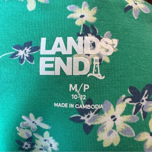 Lands’ End Fit & Flare Floral Dress Green White Size M Petite - Picture 9 of 11